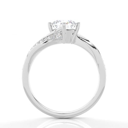 4 Prong Setting Round Moissanite Side Stone Engagement Ring – alternate view