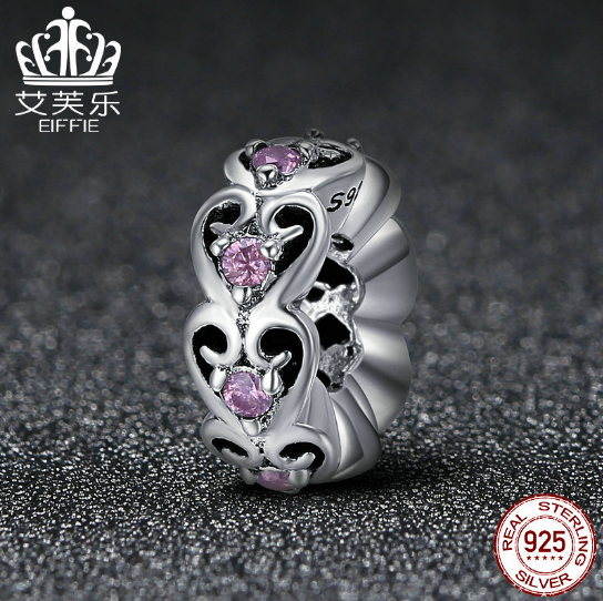 New Heart-Shaped Diamond S925 Sterling Silver DIY Charm Accessories Silver Spacer Beads SCC339 – Avaiya Gems