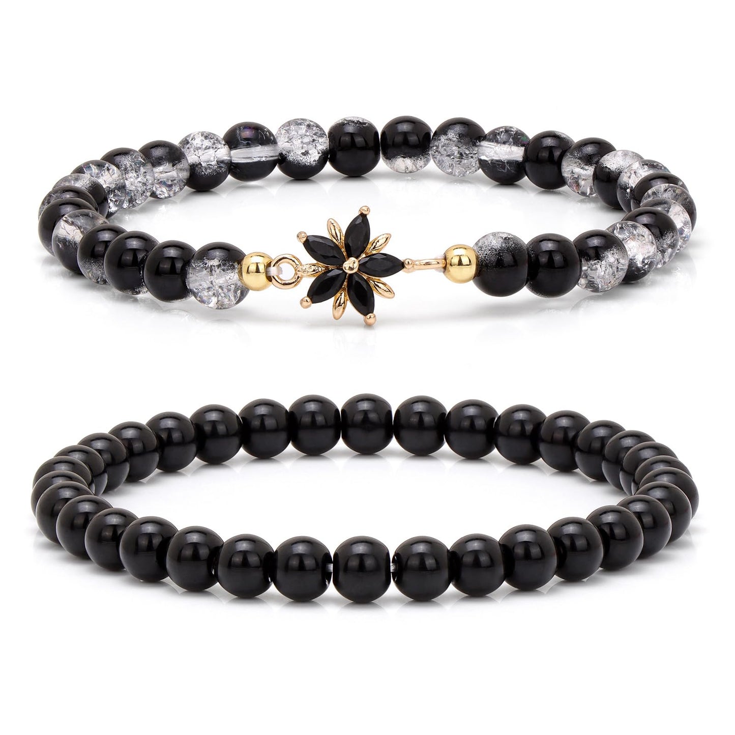 Black Flower Crystal Bracelets Set – photo 2 – Avaiya Gems