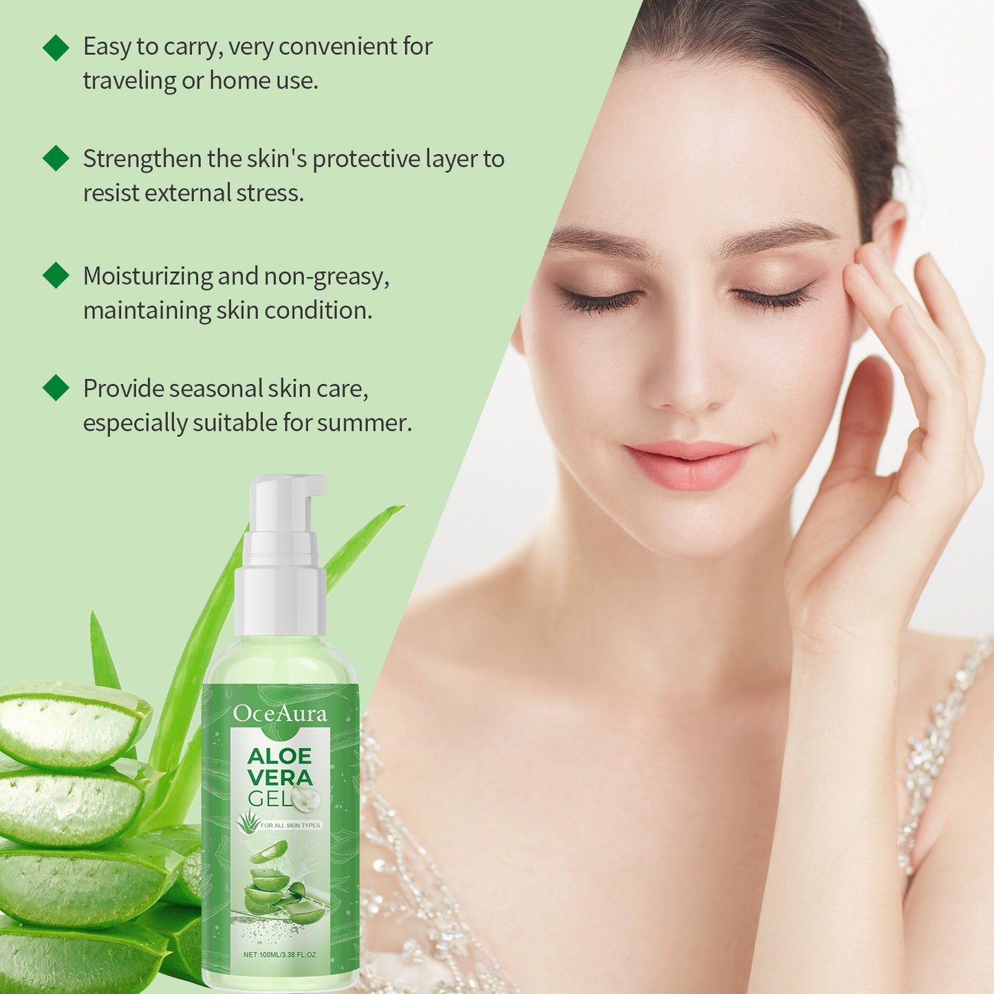 Aloe Vera Nourishing And Moisturizing Gel Gently Hydrates And Refreshes Skin Moisturizing And Coo... – photo 3 – Avaiya Gems