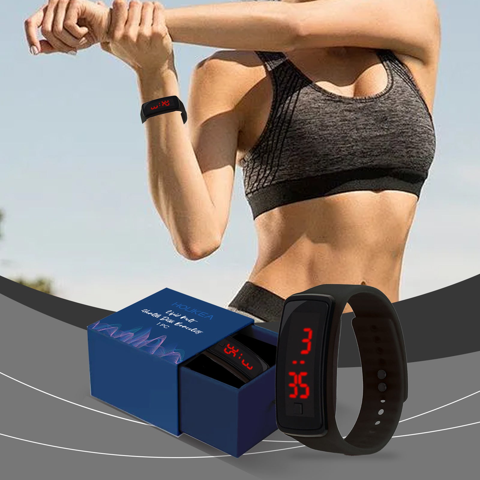 Houkea Fashion Sports Watch All Fashion Outdoor Fitness Sports Daily Time Management Convenient W... – photo 2 – Avaiya Gems