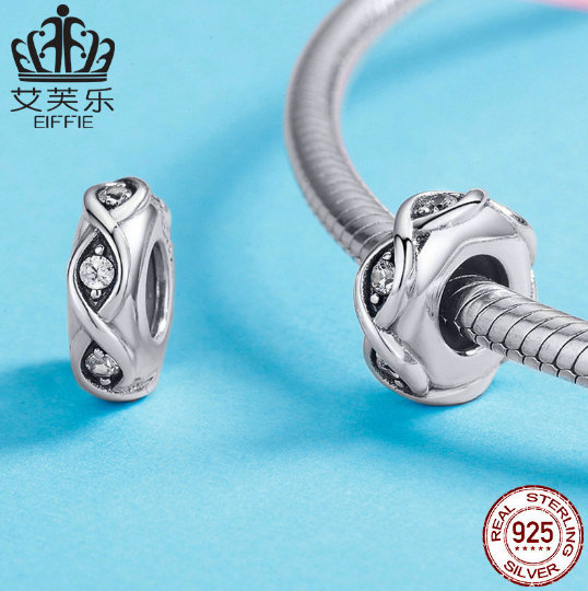 New Product Spacer S925 Sterling Silver Zircon Beaded DIY Bracelet Loose Beads Creative Silver Beads