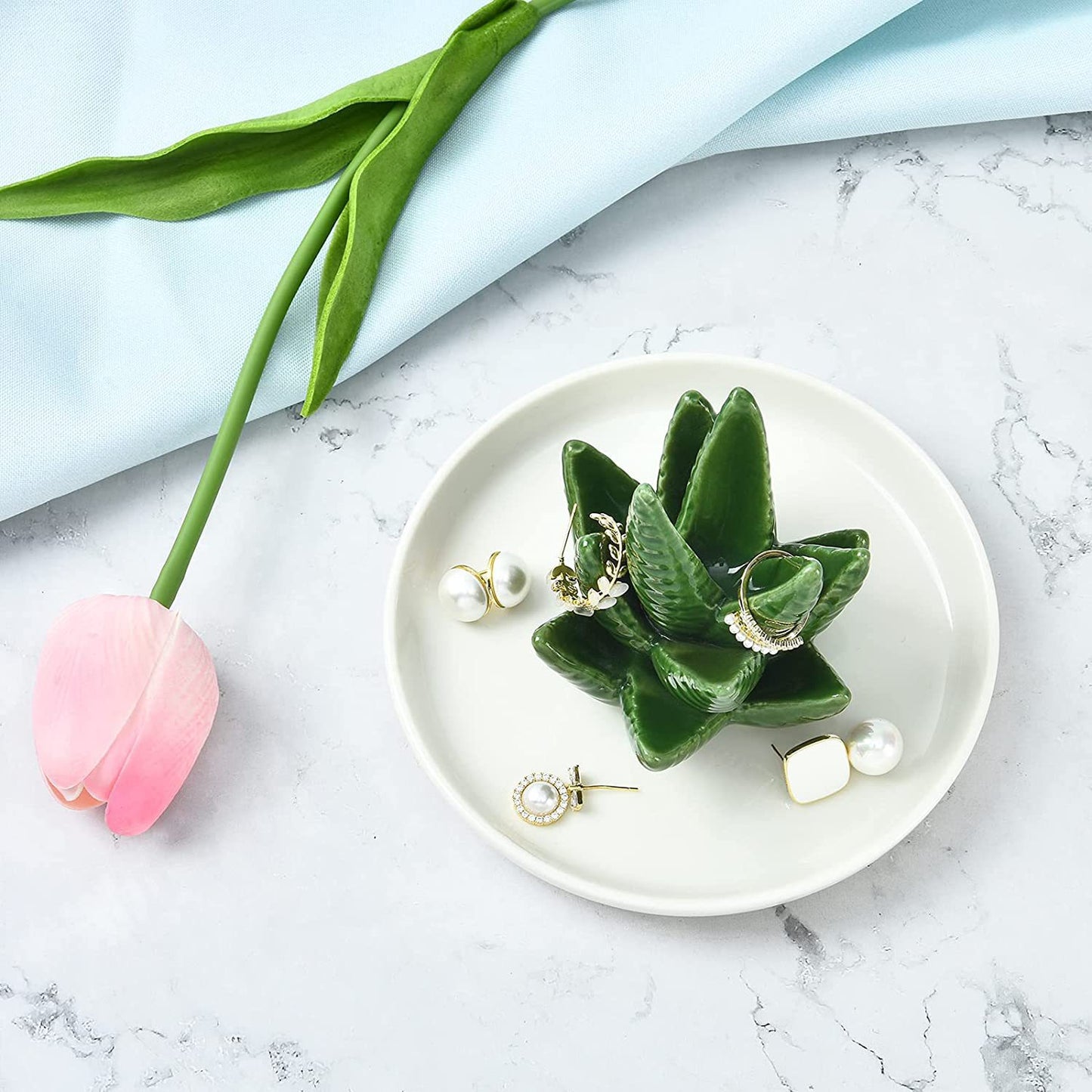 Ceramic Cactus Ring Tray Jewelry Display Stand Creative Aloe Vera Storage Tray Craft Wholesale – photo 3 – Avaiya Gems