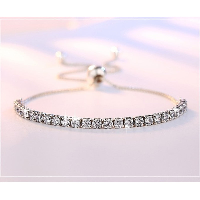 Sterling Silver Sparkling Strand Bracelet Women Link Tennis Bracelet Silver Jewelry VBS4087 – photo 4 – Avaiya Gems
