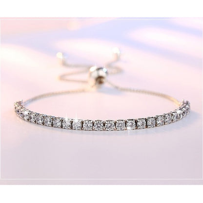 Sterling Silver Sparkling Strand Bracelet Women Link Tennis Bracelet Silver Jewelry VBS4087 – photo 4 – Avaiya Gems