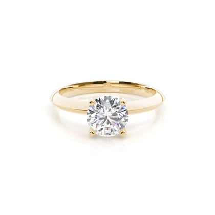 4 Prong Setting Round Diamond Plain Engagement Ring