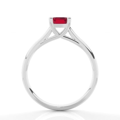 4 Prong Emerald Shaped Ruby Engagement Ring – alternate view