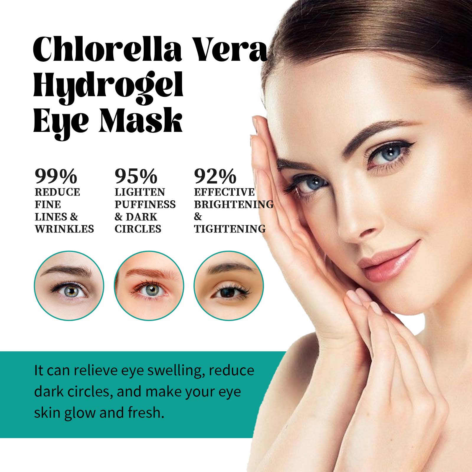 Chlorella Vera Hydrogel Eye Mask, Moisturizing Desalination Eye Grain Compact Fine Grain Soft Ski... – photo 5 – Avaiya Gems