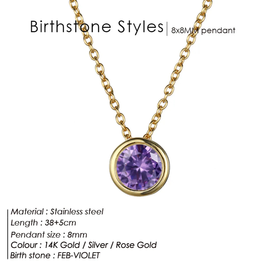 Birthstone Necklace – Stainless Steel Geometric Pendant Jewelry