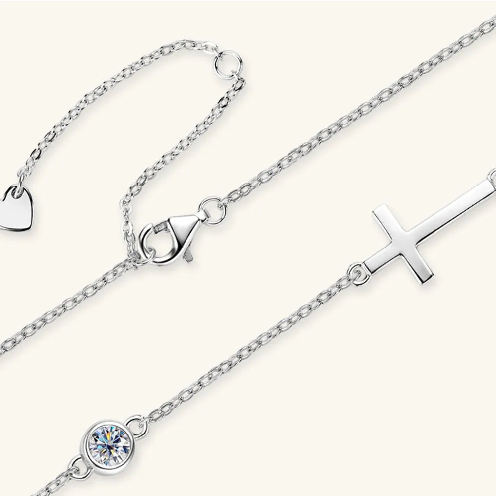 Cross 925 Sterling Silver Moissanite Necklace – photo 3 – Avaiya Gems