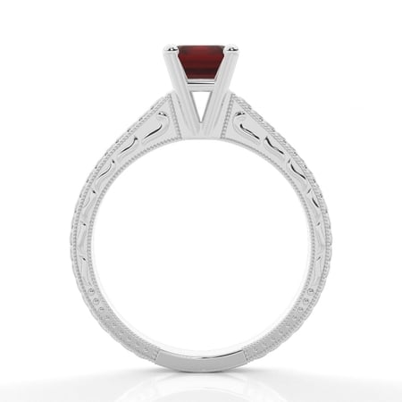 Emerald Shaped Ruby Vintage Diamond Engagement Ring – alternate view