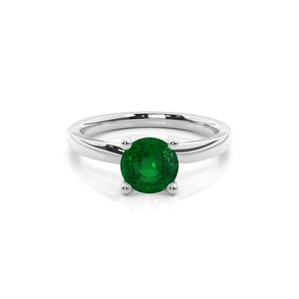 Round Prong Setting Emerald Engagement Ring