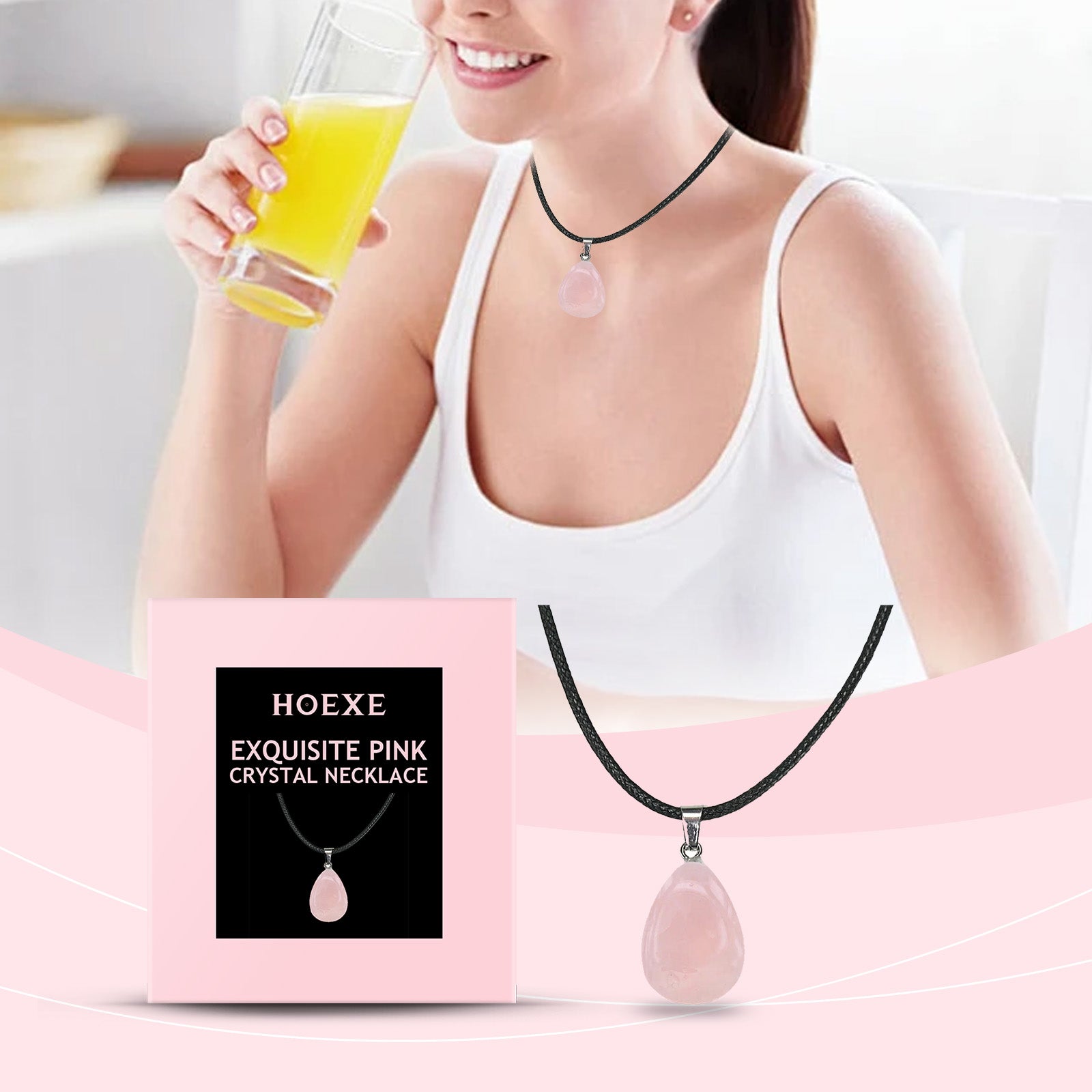 Hoexe Exquisite Powder Crystal Necklace Light Luxury Niche Ins Simple Style Everyday Clavicle Cha... – photo 2 – Avaiya Gems