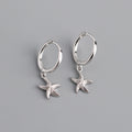 925 Sterling Silver Starfish Hoop Earring for Women Geometric Gold Silver Jewelry Wholesale S-E1388