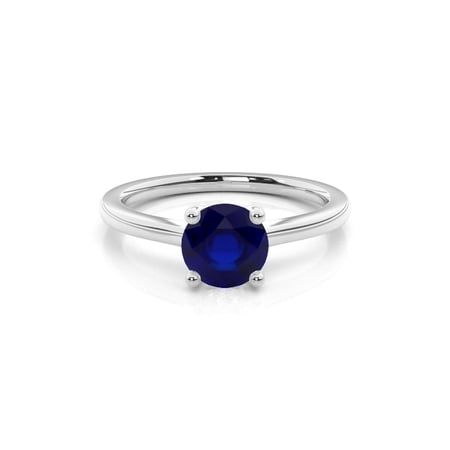 Round Blue Sapphire Engagement Ring