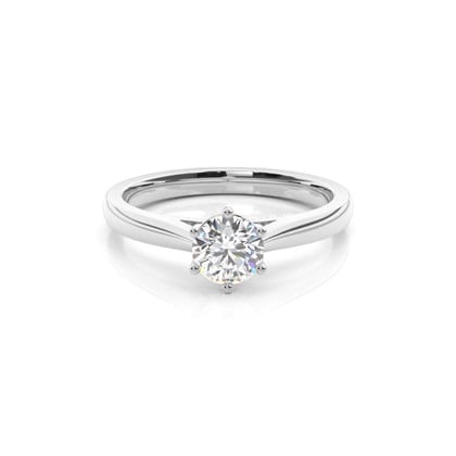 6 Prong Setting Round Diamond Plain Engagement Ring