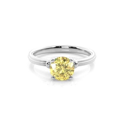 4 Prong Yellow Diamond Solitaire Engagement Ring