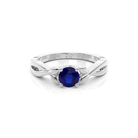 Prong Setting Round Blue Sapphire Solitaire Ring