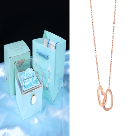 Personalized Double Heart Name Necklace – Custom Engraved Gift