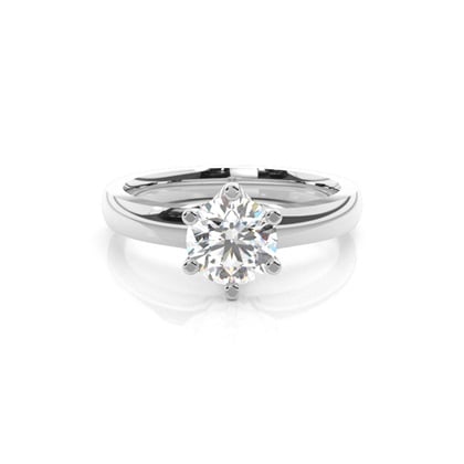 6 Prong Setting Round Diamond Plain Engagement Ring