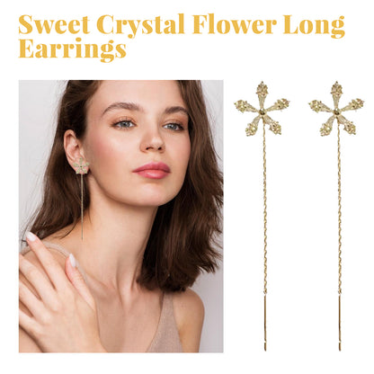 Sweet Crystal Flower Long Earrings, Ear Acupoint Earrings Niche Fashion Small Fresh And Cute Earr... – photo 4 – Avaiya Gems