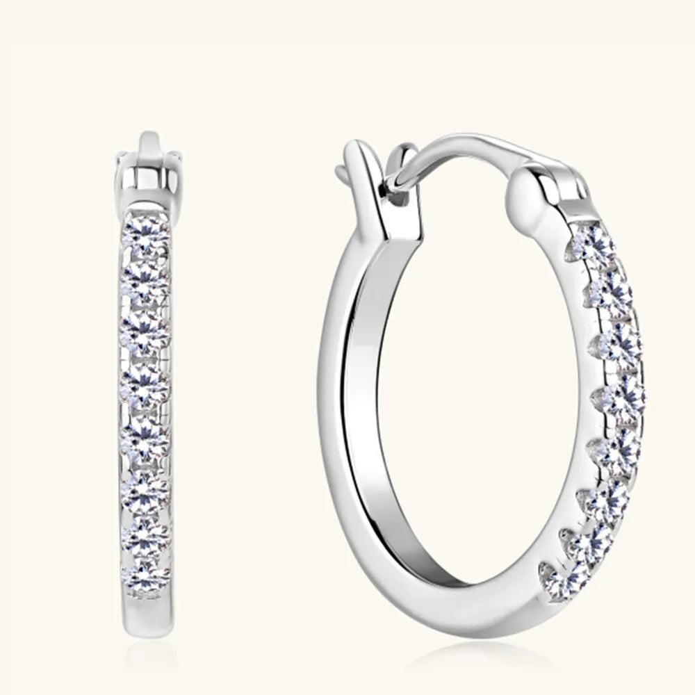 925 Sterling Silver Moissanite Huggie Earrings – photo 7 – Avaiya Gems