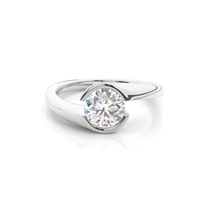 Semi Bezel Setting Plain Engagement Ring