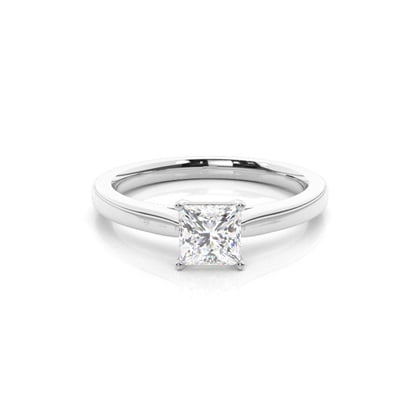 4 Prong Setting Princess Diamond Plain Engagement Ring