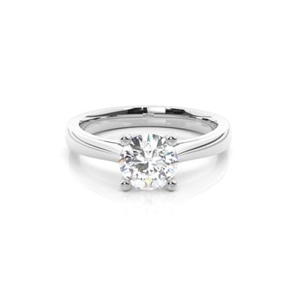 4 Prong Setting Round Diamond Plain Engagement Ring