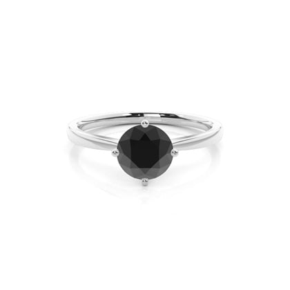 Round Black Diamond Solitaire Engagement Ring
