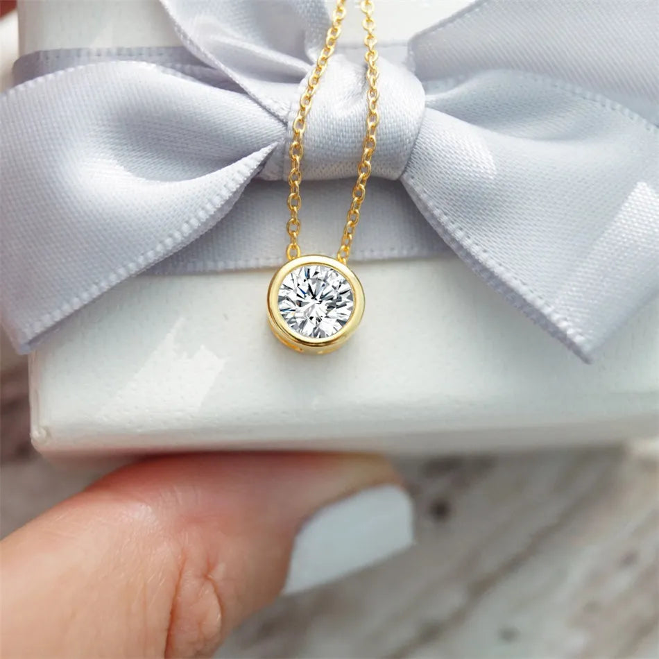 Birthstone Necklace – Stainless Steel Geometric Pendant Jewelry
