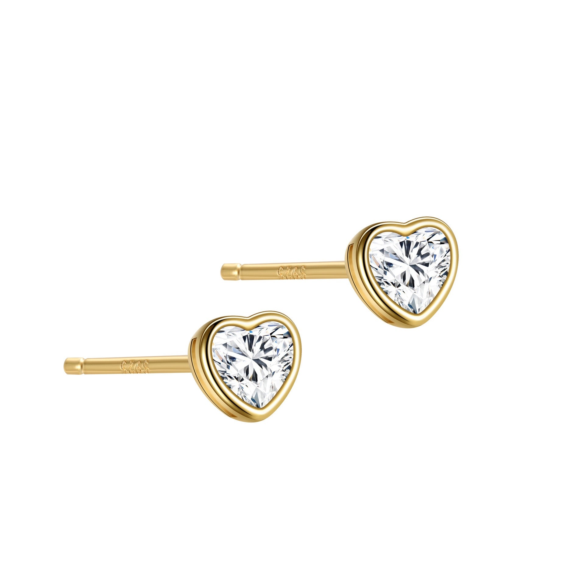 S925 sterling silver heart-shaped zircon earrings