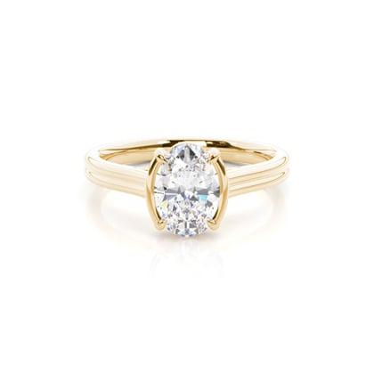 Semi Bezel Look Dual Shank Solitaire Engagement Ring