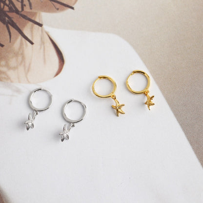 925 Sterling Silver Starfish Hoop Earring for Women Geometric Gold Silver Jewelry Wholesale S-E1388 – Avaiya Gems