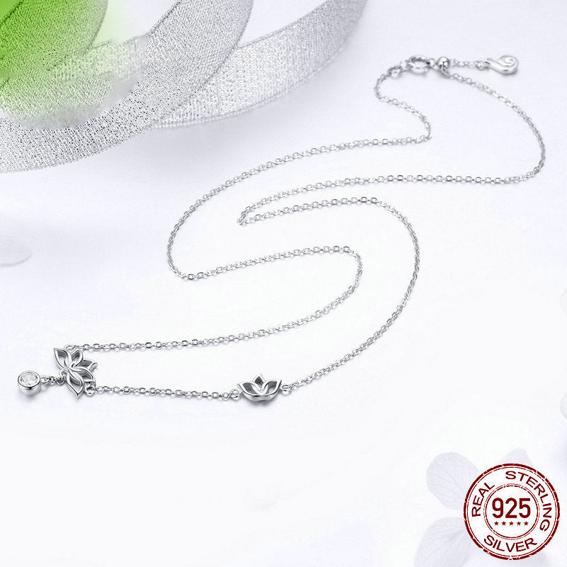 Silver Lotus Delicate Necklace – photo 4 – Avaiya Gems