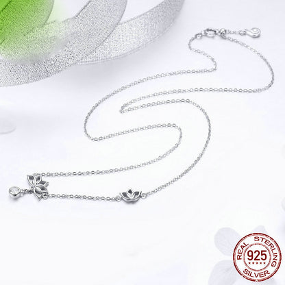 Silver Lotus Delicate Necklace – photo 4 – Avaiya Gems