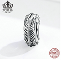 New Original Sterling Silver Feather Beads S925 Silver Loose Beads DIY Bracelet Accessories Personality Matching Charms