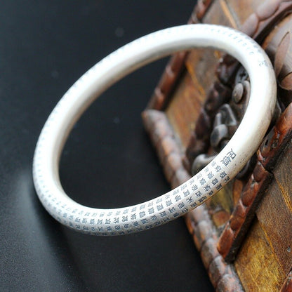 S999 Sterling Silver Jewelry Wholesale Handmade Silver Bangle Buddhist Sutra Compassionate Silver... – photo 3 – Avaiya Gems