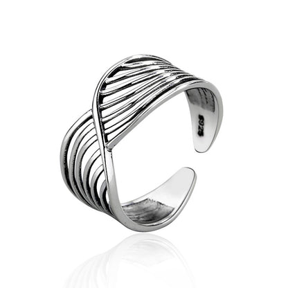 Mobius wave ring s925 silver Thai silver retro personality wild open sterling silver ring jewelry – photo 4 – Avaiya Gems