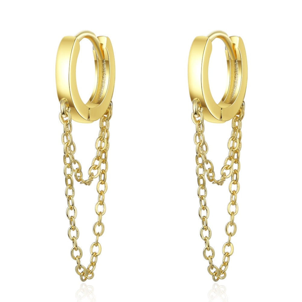 Gold Silver Long Chain Earring For Women 925 Sterling Silver Earrings Fashion Silver Jewelry korean New oorbellen