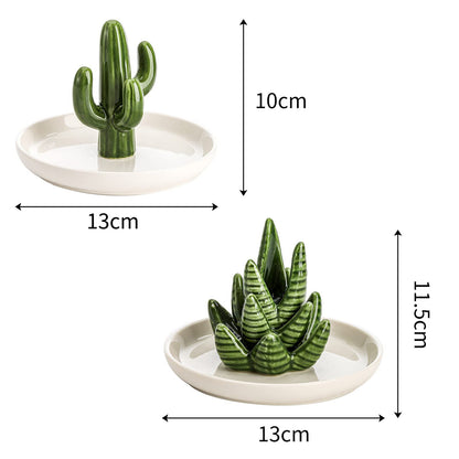 Ceramic Cactus Ring Tray Jewelry Display Stand Creative Aloe Vera Storage Tray Craft Wholesale – photo 5 – Avaiya Gems