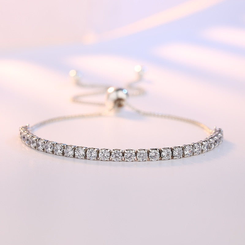 Sterling Silver Sparkling Strand Bracelet Women Link Tennis Bracelet Silver Jewelry VBS4087 – photo 3 – Avaiya Gems