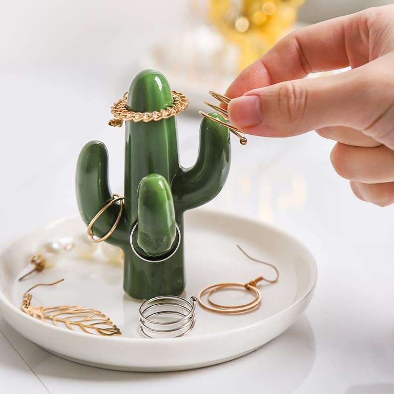 Ceramic Cactus Ring Tray Jewelry Display Stand Creative Aloe Vera Storage Tray Craft Wholesale – photo 2 – Avaiya Gems