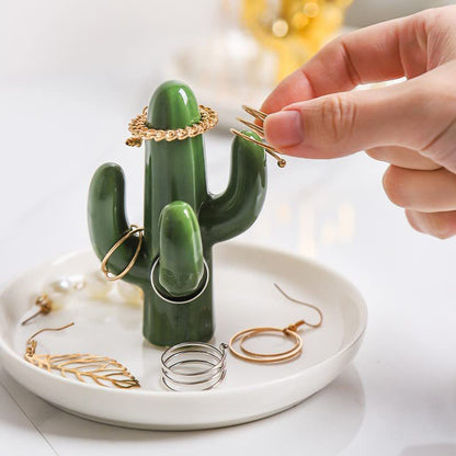 Ceramic Cactus Ring Tray Jewelry Display Stand Creative Aloe Vera Storage Tray Craft Wholesale – photo 2 – Avaiya Gems