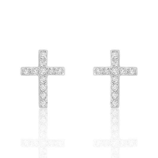 Sterling Silver Beautiful Cross Cubic Zirconia Earrings – Avaiya Gems