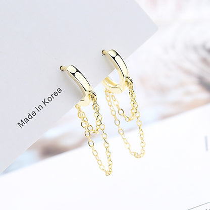 Gold Silver Long Chain Earring For Women 925 Sterling Silver Earrings Fashion Silver Jewelry kore... – photo 4 – Avaiya Gems