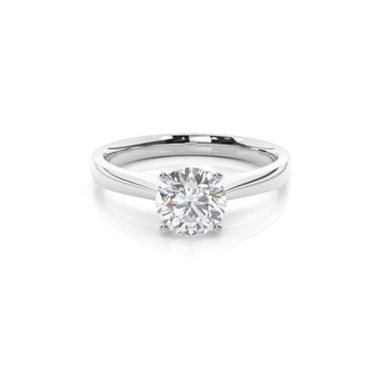 4 Prong Setting Round Moissanite Side Stone Engagement Ring
