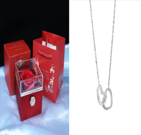 Personalized Double Heart Name Necklace – Custom Engraved Gift