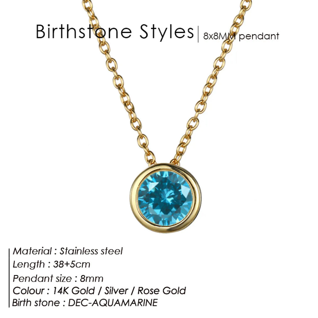 Birthstone Necklace – Stainless Steel Geometric Pendant Jewelry