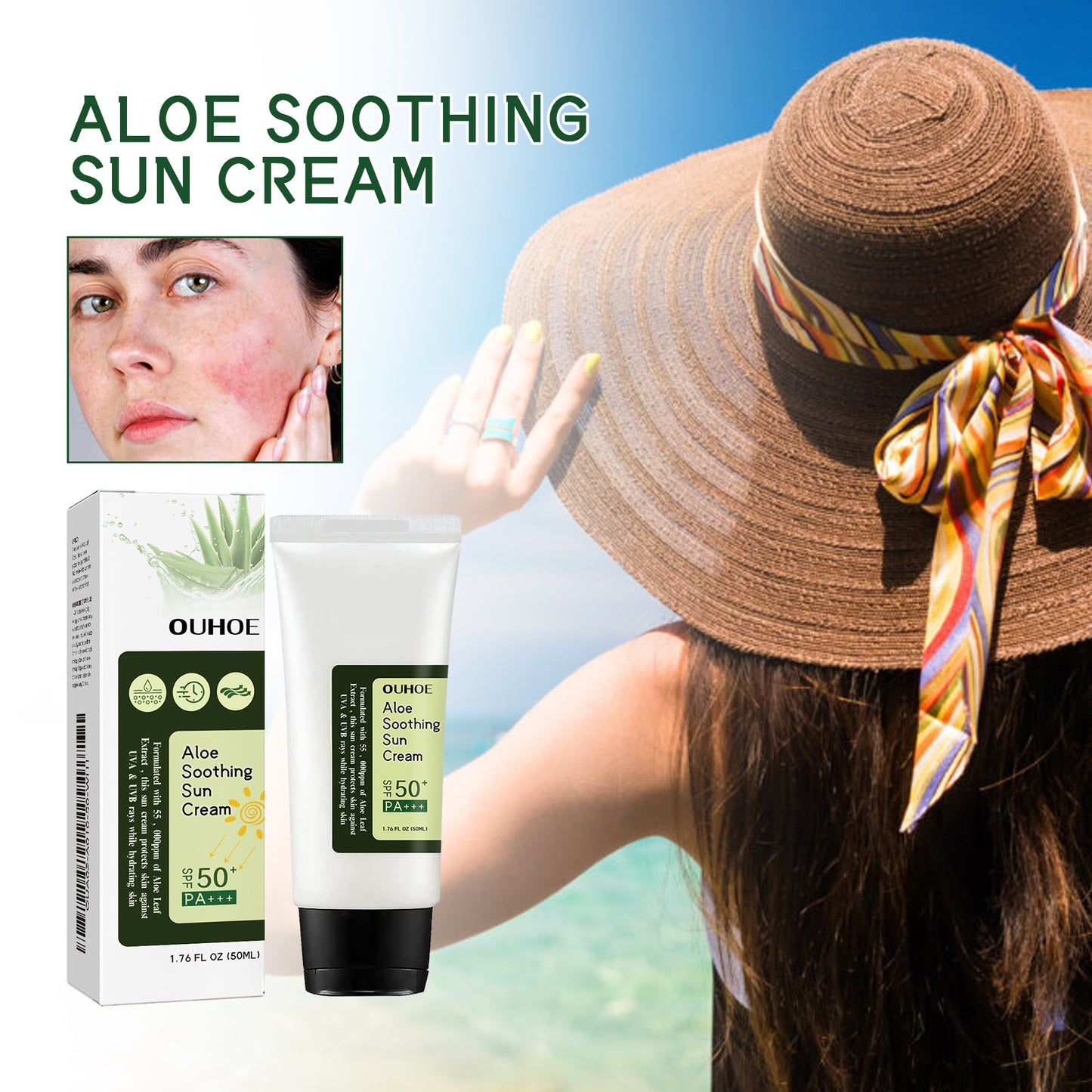 OUHOE Aloe Vera Protective Cream, Hydrating Fresh Isolating UV Protection Cream – photo 3 – Avaiya Gems